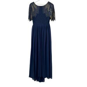 ASOS Virgos Lounge Lena Maxi Dress Navy Size 6 Beaded Embellished Evening Gown